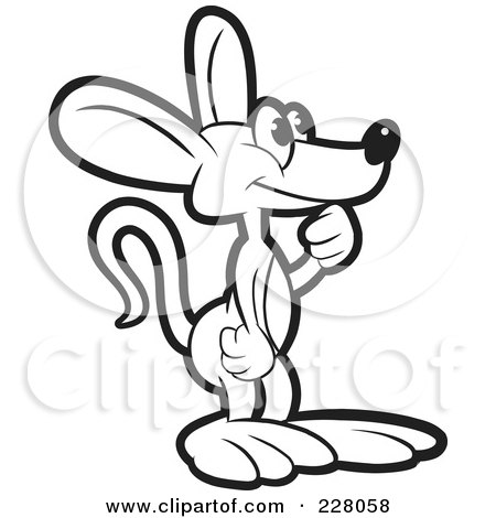 Royalty-Free (RF) Clipart Illustration of a Coloring Page Outline Of A Thinking Mouse by Lal Perera