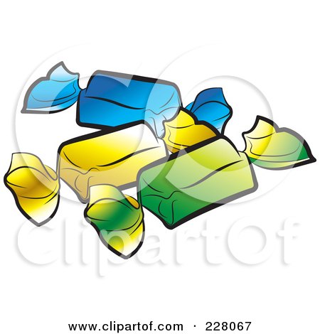 Royalty-Free (RF) Clipart Illustration of Three Wrapped Candies by Lal Perera