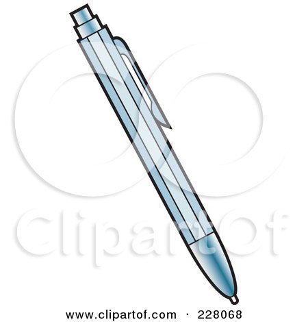 Royalty-Free (RF) Clipart Illustration of a Blue Ballpoint Pen by Lal Perera