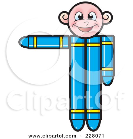 Royalty-Free (RF) Clipart Illustration of a Crayon Boy Pointing Left by Lal Perera