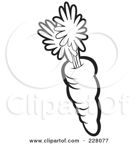 Royalty-Free (RF) Clipart Illustration of a Coloring Page Outline Of A Carrot by Lal Perera