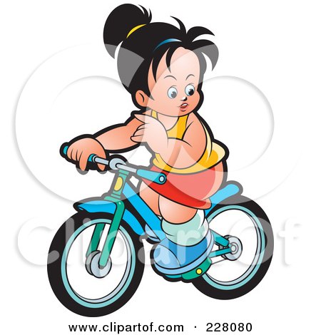 Royalty-Free (RF) Clipart Illustration of a Girl Riding Her Bike by Lal Perera