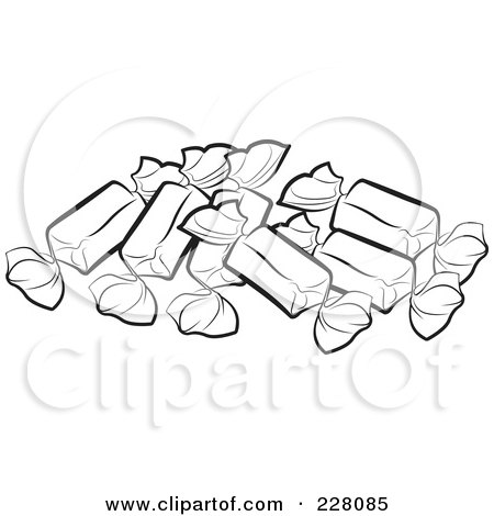 Royalty-Free (RF) Clipart Illustration of a Coloring Page Outline Of Wrapped Candies by Lal Perera