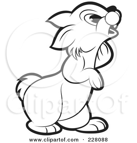 Royalty-Free (RF) Clipart Illustration of a Coloring Page Outline Of A Curious Rabbit by Lal Perera
