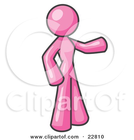 Clipart Illustration of a Pink Woman With One Arm Out by Leo Blanchette