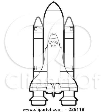 Royalty-Free (RF) Clipart Illustration of a Coloring Page Outline Of A Shuttle by Lal Perera