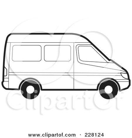 Royalty-Free (RF) Clipart Illustration of a Coloring Page Outline Of A Van by Lal Perera