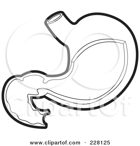 Royalty-Free (RF) Clipart Illustration of a Coloring Page Outline Of A Stomach by Lal Perera
