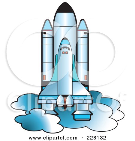 Royalty-Free (RF) Clipart Illustration of a Blue Shuttle by Lal Perera