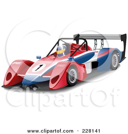 Royalty-Free (RF) Clipart Illustration of a 3d Race Car Driver In A Car by Paulo Resende