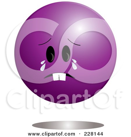 Royalty-Free (RF) Clipart Illustration of a Crying Purple Ball Emoticon Character by Pams Clipart