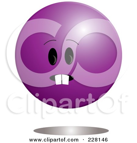 Royalty-Free (RF) Clipart Illustration of a Purple Ball Emoticon Character by Pams Clipart