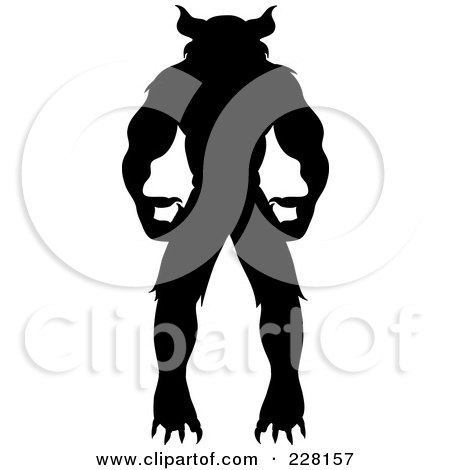 Royalty-Free (RF) Clipart Illustration of a Silhouetted Werewolf by Pams Clipart