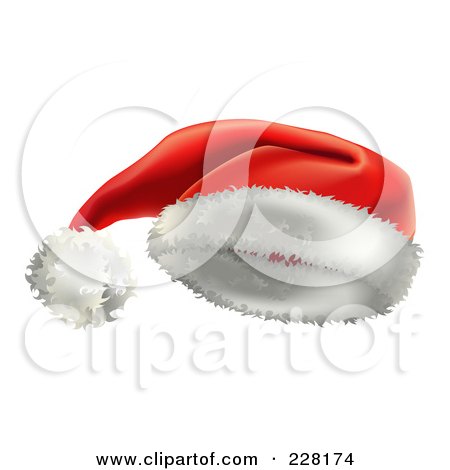 Royalty-Free (RF) Clipart Illustration of a Red Velvet Santa Hat With White Trim by AtStockIllustration