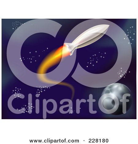 Royalty-Free (RF) Clipart Illustration of a Rocket Shooting Through Outer Space by AtStockIllustration