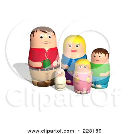 Royalty-Free (RF) Clipart Illustration of a Russian Doll Family by AtStockIllustration