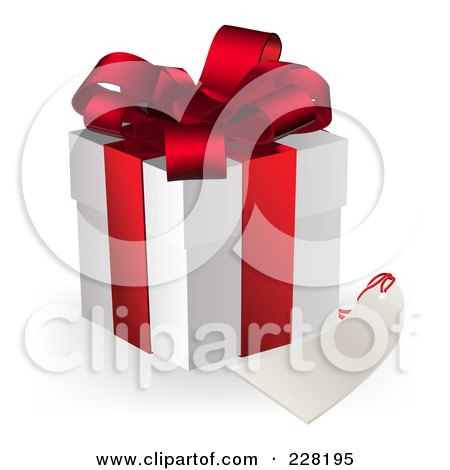 Royalty-Free (RF) Clipart Illustration of a 3d Gift Box With A Blank Tag by AtStockIllustration