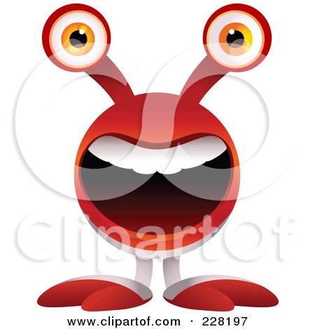Royalty-Free (RF) Clipart Illustration of an Alien With A Red Head And Orange Eyes by Tonis Pan