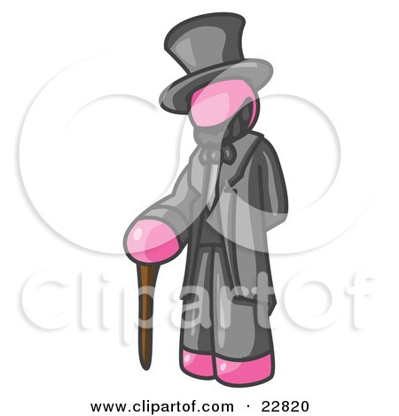 Clipart Illustration of a Pink Man Depicting Abraham Lincoln With a Cane by Leo Blanchette
