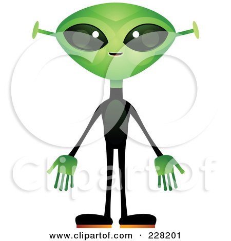 Royalty-Free (RF) Clipart Illustration of an Alien With A Green Head And Hands by Tonis Pan