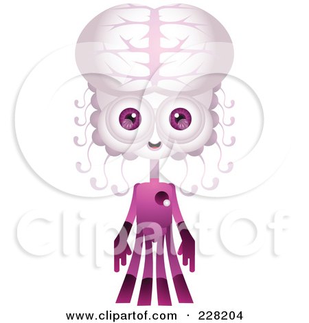 Royalty-Free (RF) Clipart Illustration of an Alien With A Purple Brain Head by Tonis Pan