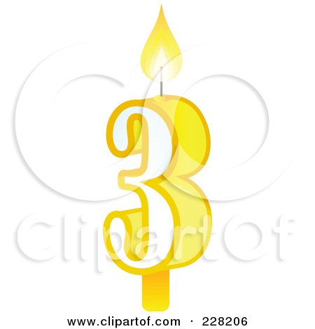 Royalty-Free (RF) Clipart Illustration of a Number 3 Birthday Cake Candle by Tonis Pan