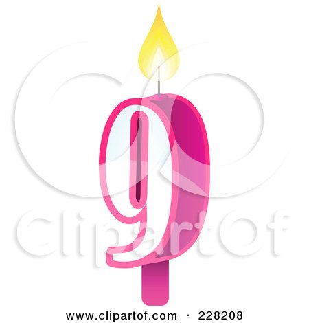 Royalty-Free (RF) Clipart Illustration of a Number 9 Birthday Cake Candle by Tonis Pan