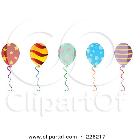 Royalty-Free (RF) Clipart Illustration of a Digital Collage Of Patterned Party Balloons by Tonis Pan