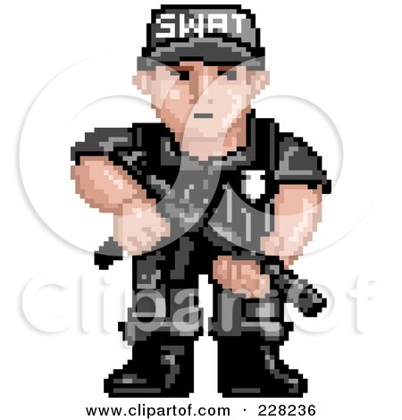 Royalty-Free (RF) Clipart Illustration of a Pixelated Swat Team Officer by Tonis Pan
