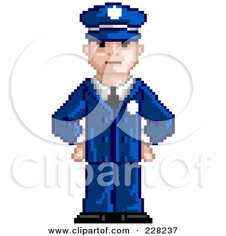 Royalty-Free (RF) Clipart Illustration of a Pixelated Officer by Tonis Pan