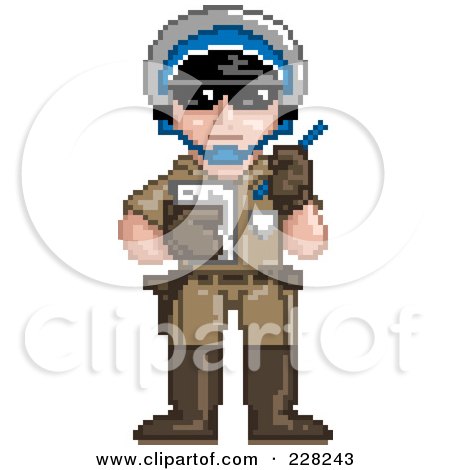 Royalty-Free (RF) Clipart Illustration of a Pixelated Police Officer Issuing A Ticket by Tonis Pan