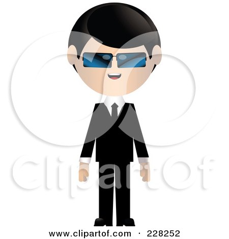 Royalty-Free (RF) Clipart Illustration of a Secret Service Man In Black by Tonis Pan