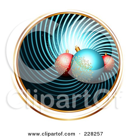 Royalty-Free (RF) Clipart Illustration of a Blue Swirl With Gold Trim And Ornaments by MilsiArt