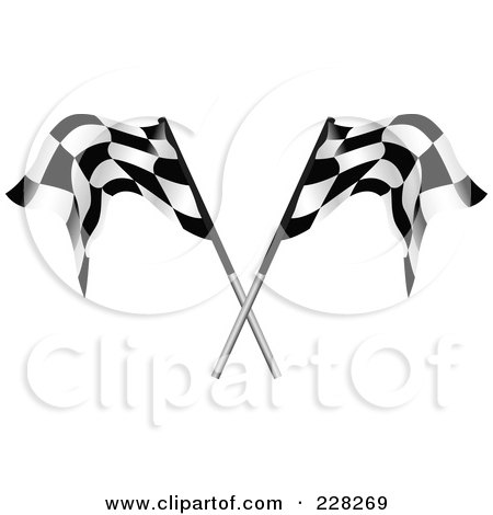 Royalty-Free (RF) Clipart Illustration of Two Racing Flags Waving by MilsiArt
