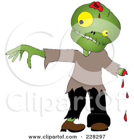 Royalty-Free (RF) Clipart Illustration of a Zombie Boy With A Cut Off Hand by Pams Clipart