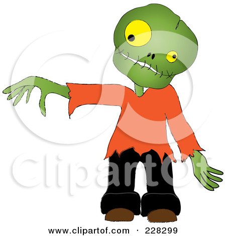 Royalty-Free (RF) Clipart Illustration of a Zombie Boy Reaching Out A Hand by Pams Clipart
