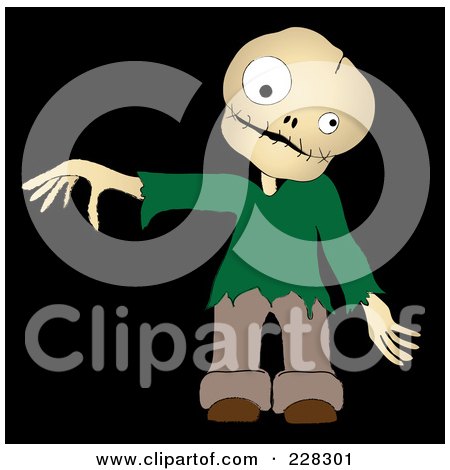 Royalty-Free (RF) Clipart Illustration of a Zombie Boy Holding Out A Hand by Pams Clipart