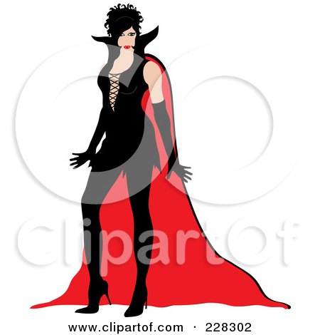 Royalty-Free (RF) Clipart Illustration of a Sexy Woman Posing In A Vampire Halloween Costume by Pams Clipart