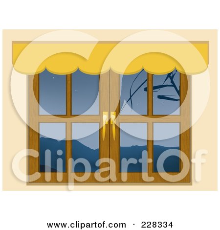 Royalty-Free (RF) Clipart Illustration of a Window With Mountain Views by elaineitalia