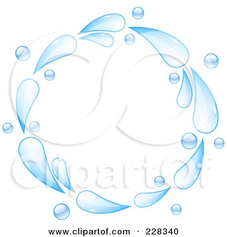 Royalty-Free (RF) Clipart Illustration of a Circle Of Blue Water Splashes by elaineitalia