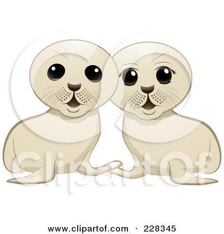 Royalty-Free (RF) Clipart Illustration of Two White Seal Pups by elaineitalia