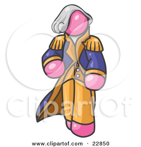 Clipart Illustration of a Pink George Washington Character by Leo Blanchette