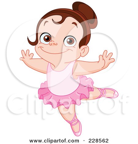 Royalty-Free (RF) Clipart Illustration of a Happy Brunette Girl Dancing Ballet by yayayoyo