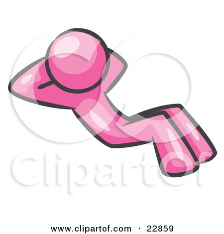Clipart Illustration of a Pink Man Doing Sit Ups While Strength Training by Leo Blanchette
