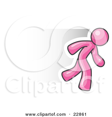 Clipart Illustration of a Speedy Pink Business Man Running by Leo Blanchette