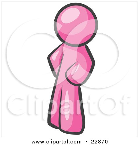 Clipart Illustration of a Pink Man Standing With His Hands on His Hips by Leo Blanchette