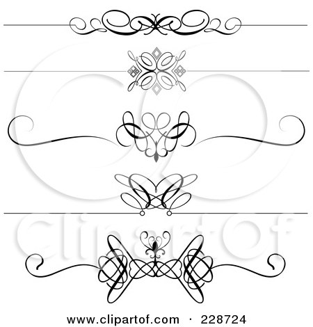 Royalty-Free (RF) Clipart Illustration of a Digital Collage Of Decorative Black And White Page Dividers by KJ Pargeter