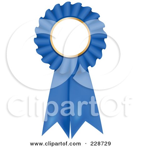 Royalty-Free (RF) Clipart Illustration of a Blue 3d Rosette Ribbon Award With Copyspace by KJ Pargeter