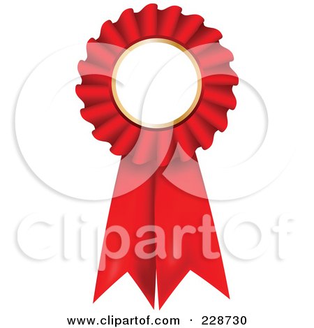 Royalty-Free (RF) Clipart Illustration of a Red 3d Rosette Ribbon Award With Copyspace by KJ Pargeter