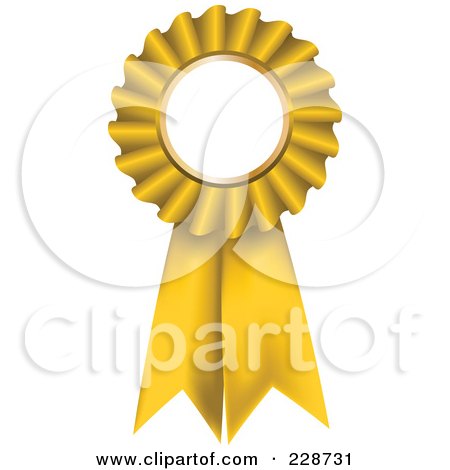 Royalty-Free (RF) Clipart Illustration of a Gold 3d Rosette Ribbon Award With Copyspace by KJ Pargeter